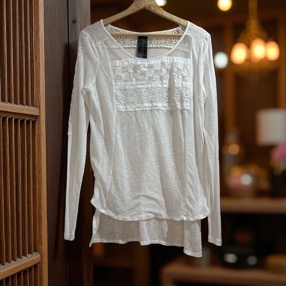 Free People, New Romantics - Lace Boho Embroidered Long Sleeve - XS